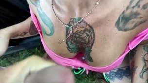 She tries on some clothes she has the covid and then she sucks a dick